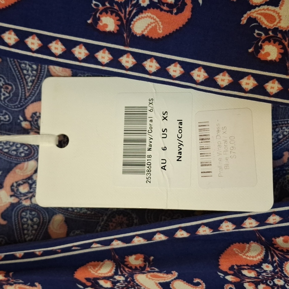 Floral V-Neck Wrap Blue Dress - Picture 5 of 5